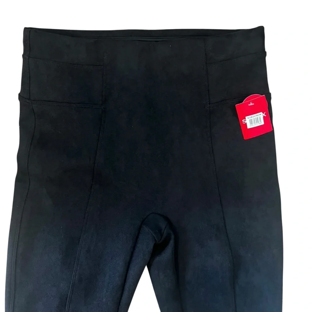 Spanx Classic Black High-Waist Leggings Faux Suede Leggings Medium - Picture 4 of 13